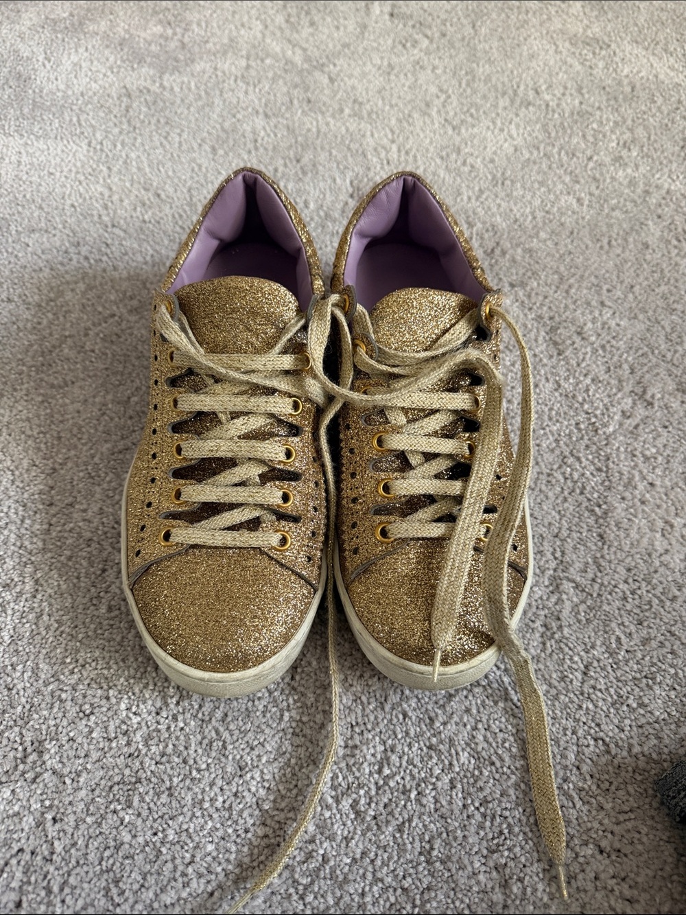 Mulberry Gold Glitter Low-Top Sneakers